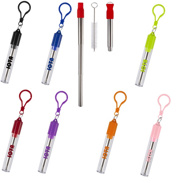 JH5204 Collapsible Stainless Steel Straw Kit Wi...